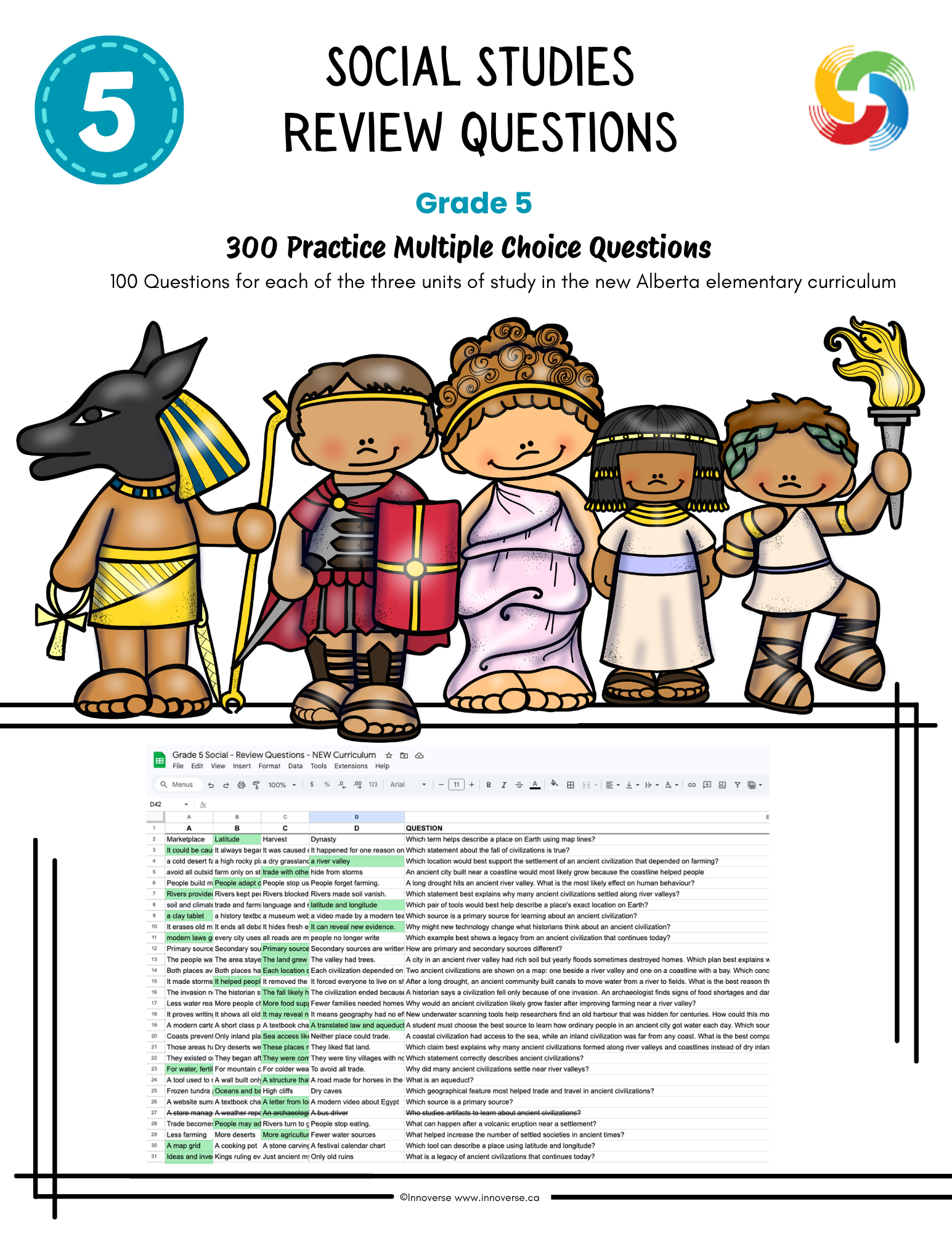 Grade 5 Social Studies Alberta: The COMPLETE 300-Question Bank
