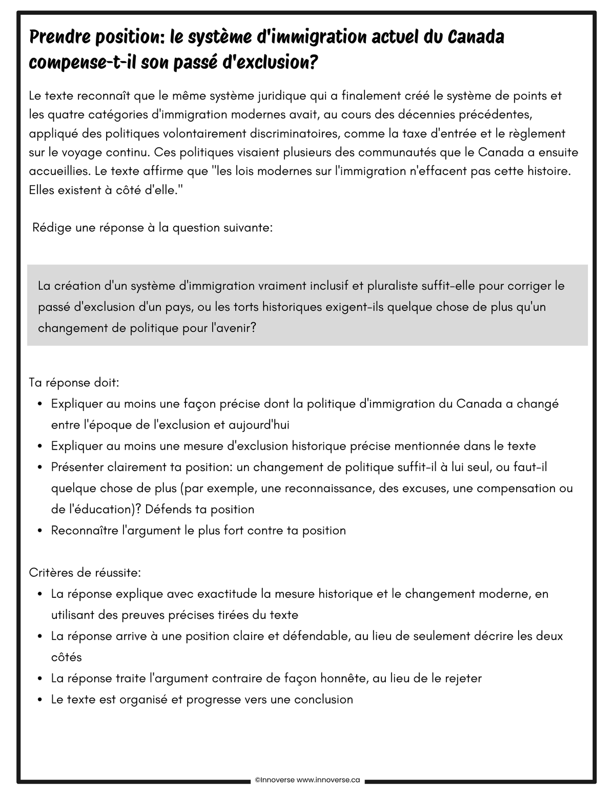 Grade 9 Citizenship Workbook in French | Alberta French Immersion Social Studies | Études sociales 9e année: Citoyenneté