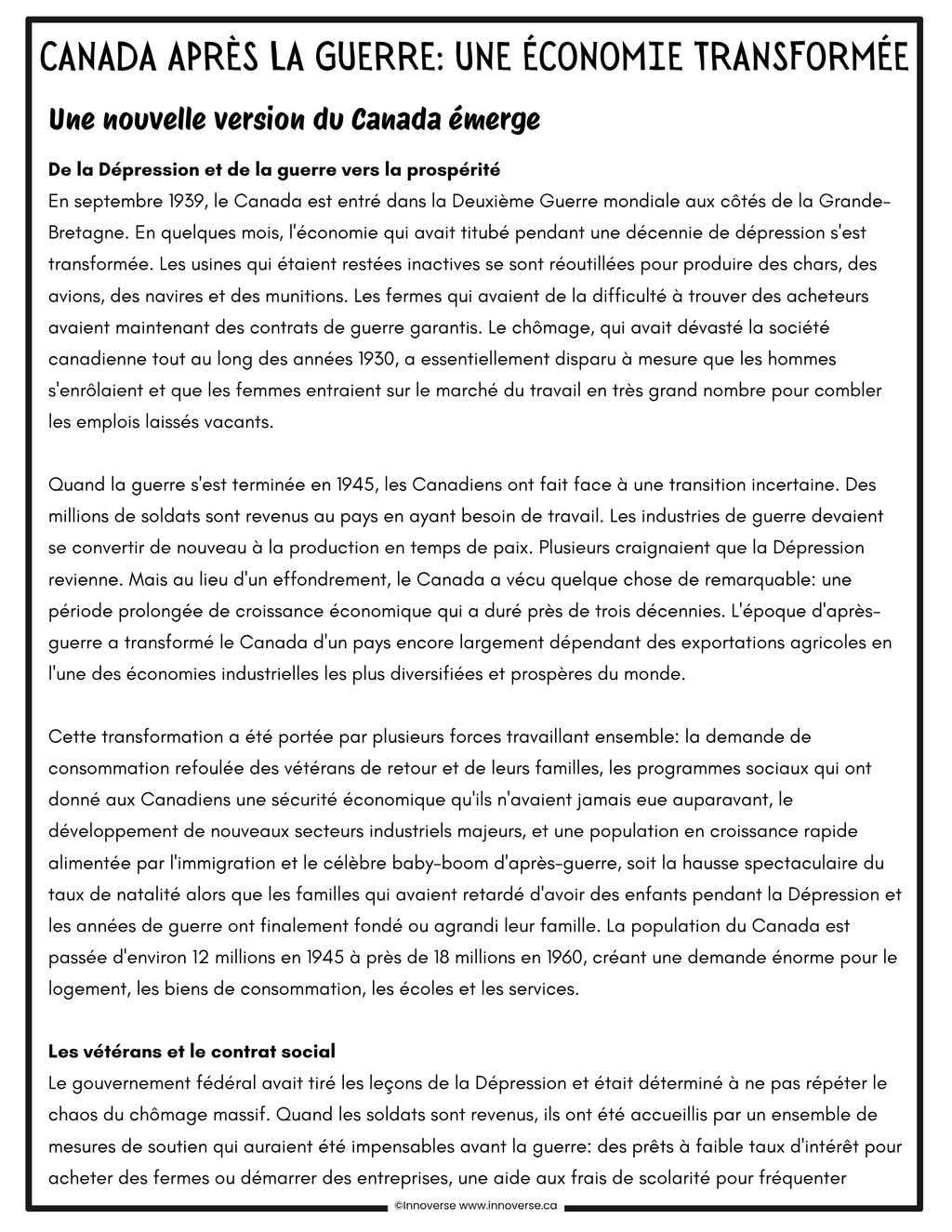 Grade 9 French Immersion Social Studies Systèmes - Complete Unit 268 Pages, Alberta NEW Program of Studies