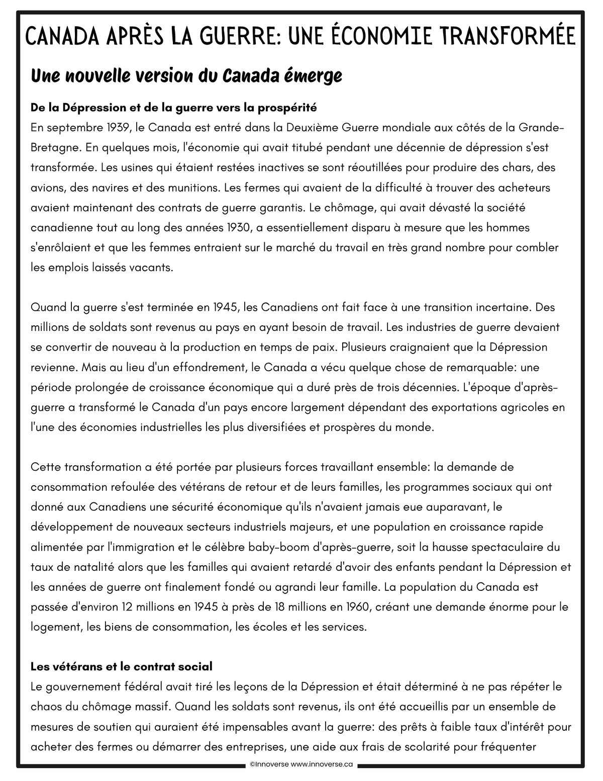 Grade 9 French Immersion Social Studies Systèmes - Complete Unit 268 Pages, Alberta NEW Program of Studies
