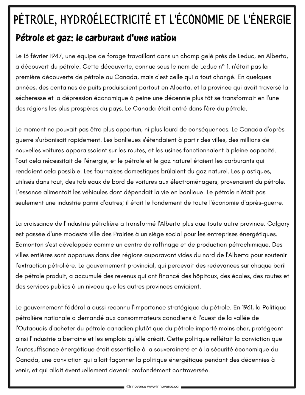 Grade 9 French Immersion Social Studies Le Temps et L'espace - Complete Unit 286 Pages, Alberta NEW Program of Studies
