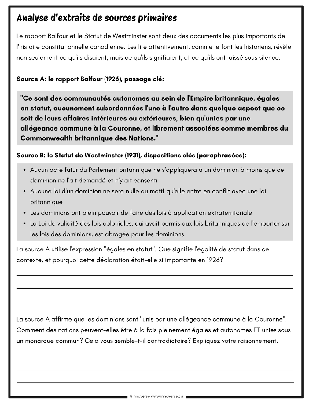 Grade 9 French Immersion Social Studies Le Temps et L'espace - Complete Unit 286 Pages, Alberta NEW Program of Studies