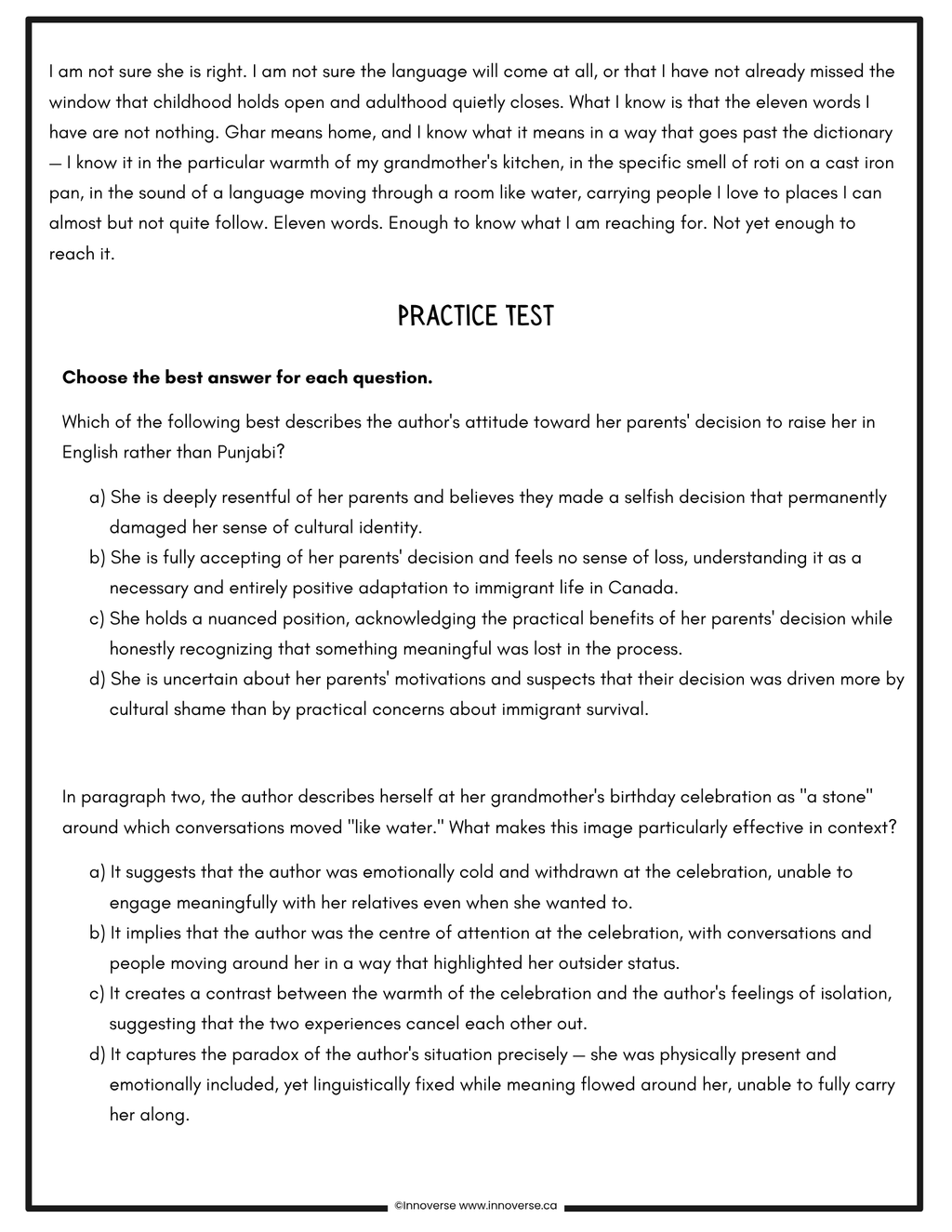 Grade 10 English - Reading Comprehension Book of Practice Passages