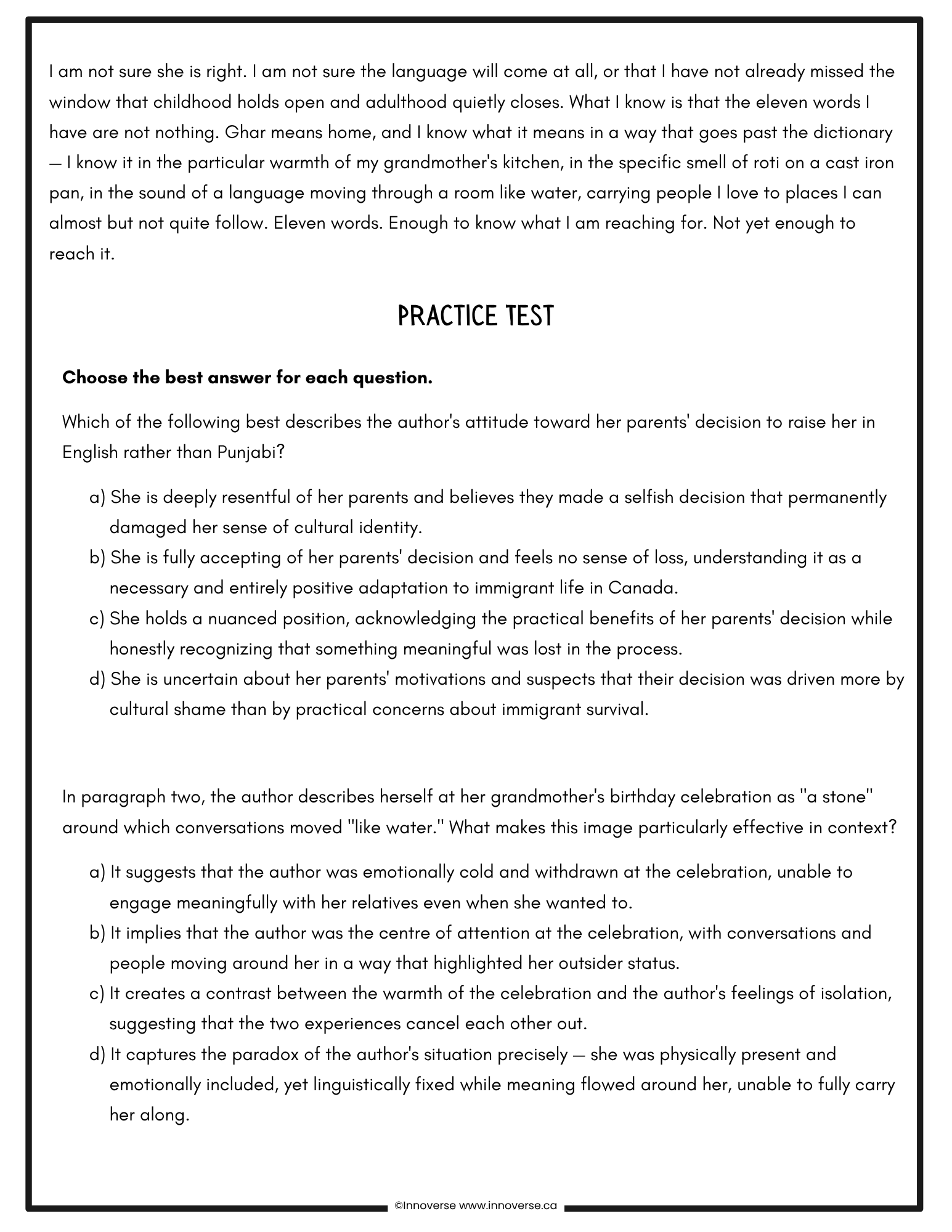 Grade 10 English - Reading Comprehension Book of Practice Passages