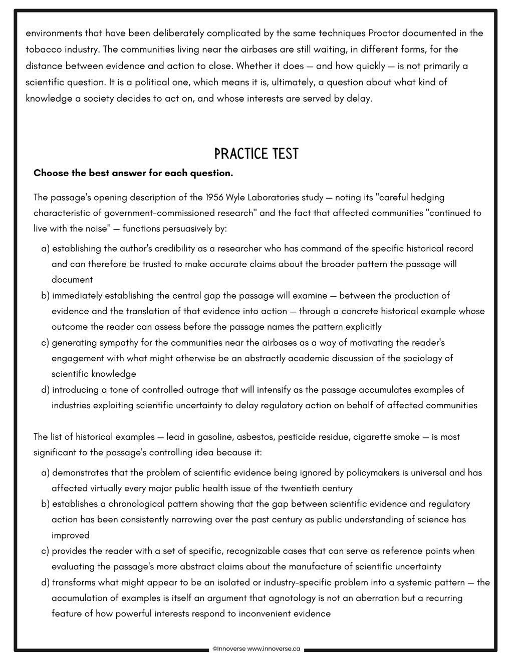 Grade 12 English - Reading Comprehension Book of Practice Passages