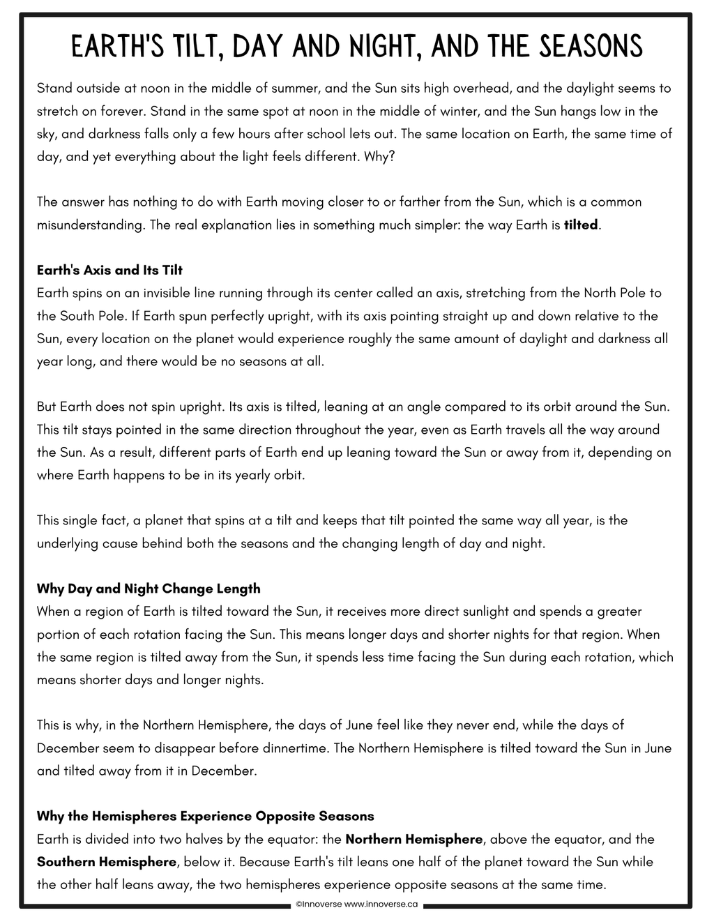 Grade 5 Space Unit | Alberta Science Curriculum | Moon Phases, Eclipses, Seasons & Auroras Workbook
