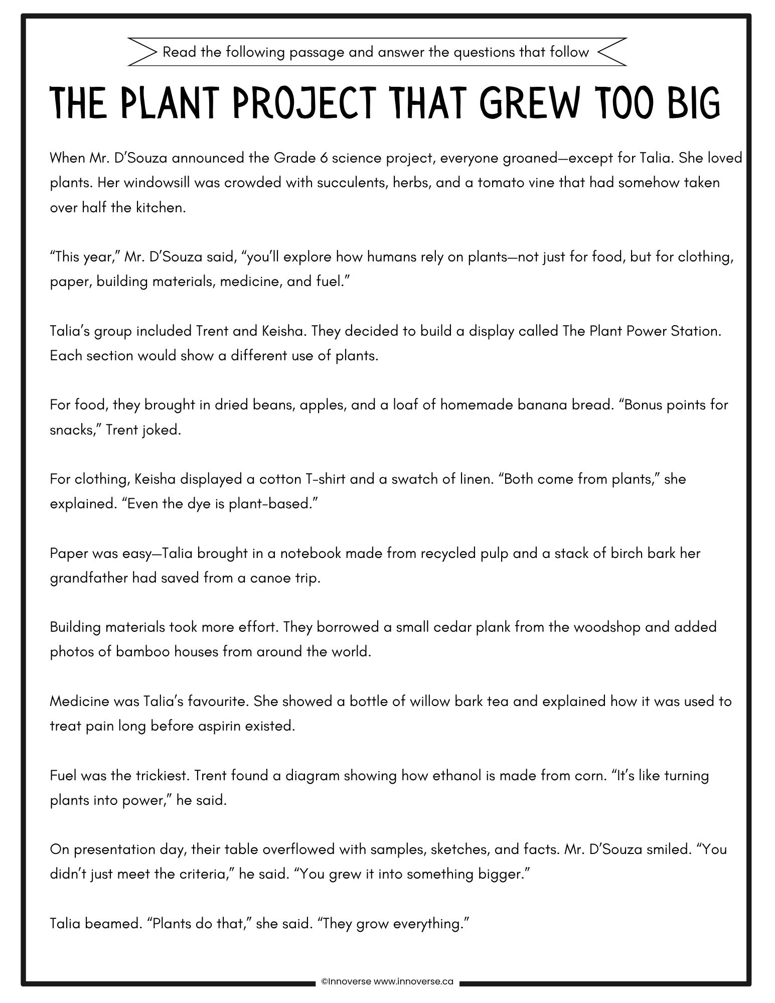 Grade 6 ELAL Reading Comprehension Book of Practice Passages