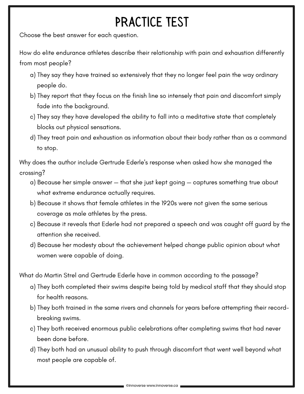 Grade 7 ELAL - Reading Comprehension Practice Passages - Designed for Alberta PAT Preparation