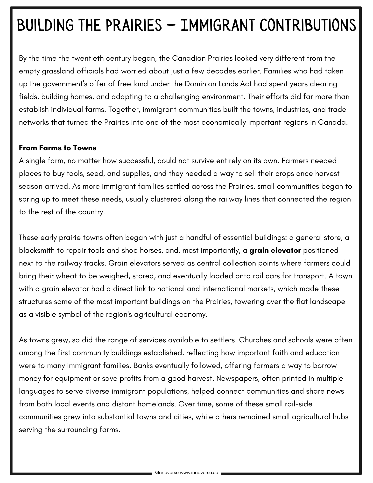Grade 7 Social Studies — Citizenship: Immigration in Post-Confederation Canada