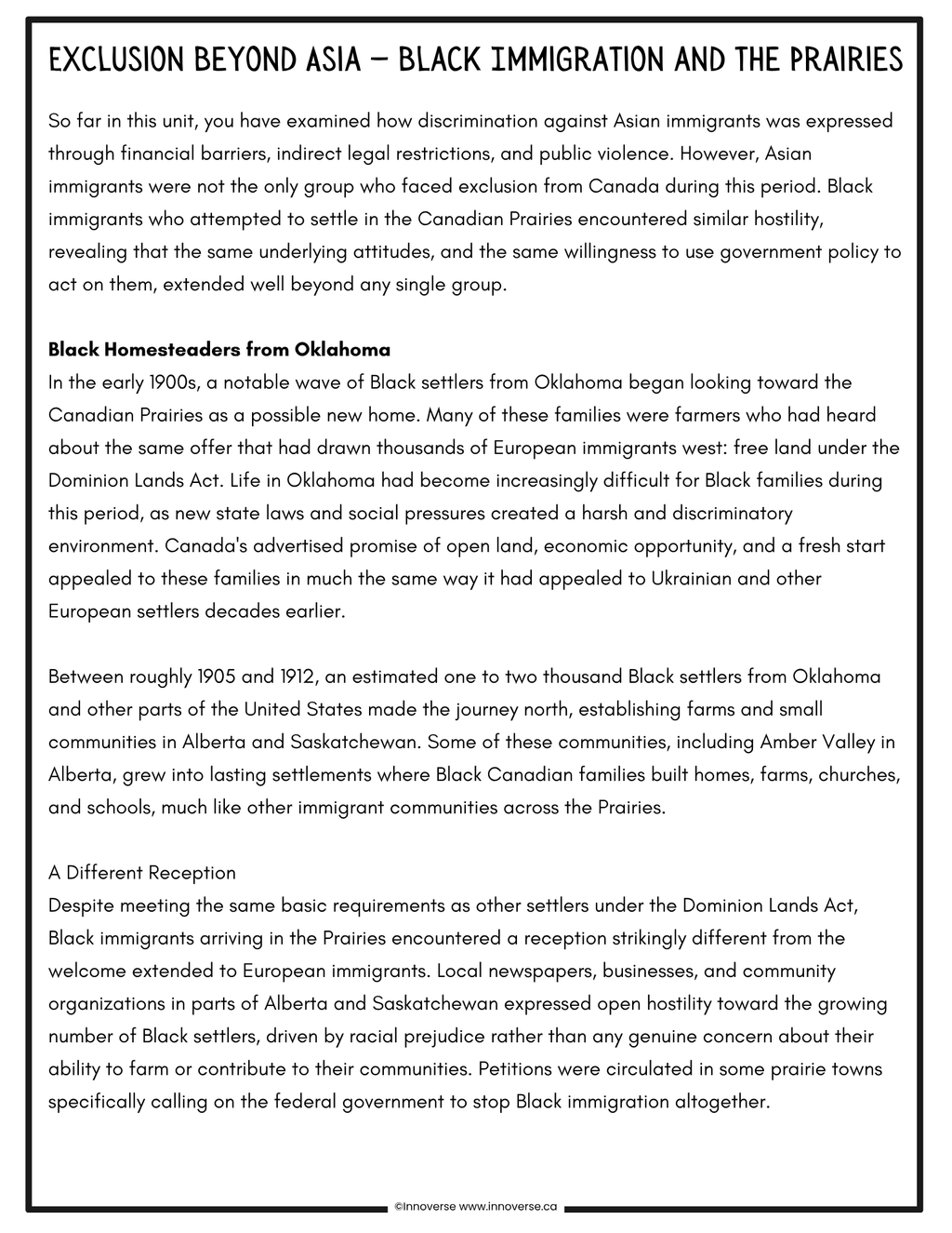 Grade 7 Social Studies — Citizenship: Immigration in Post-Confederation Canada