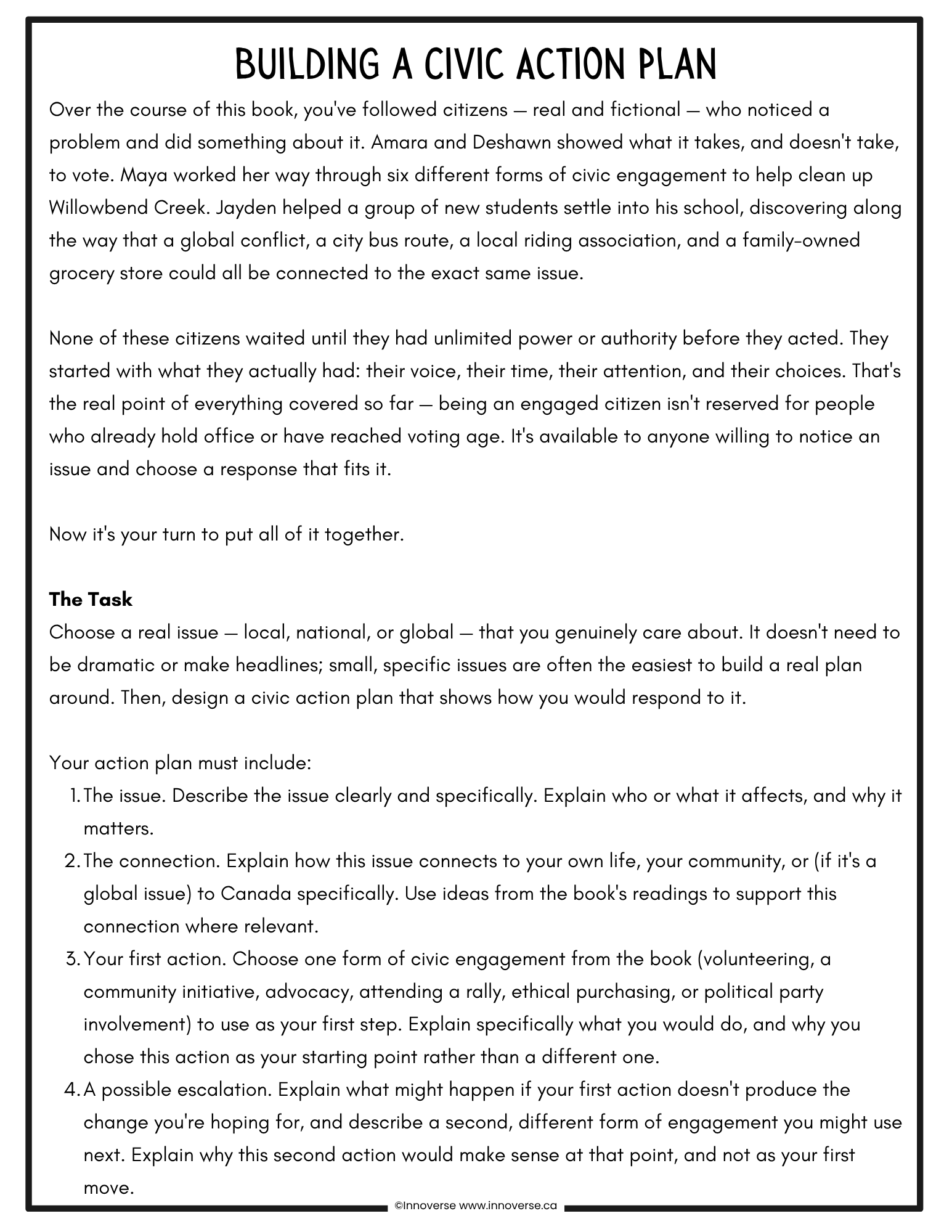 Grade 8 Citizenship Unit — Complete Print & Use Workbook (NEW Alberta Curriculum)