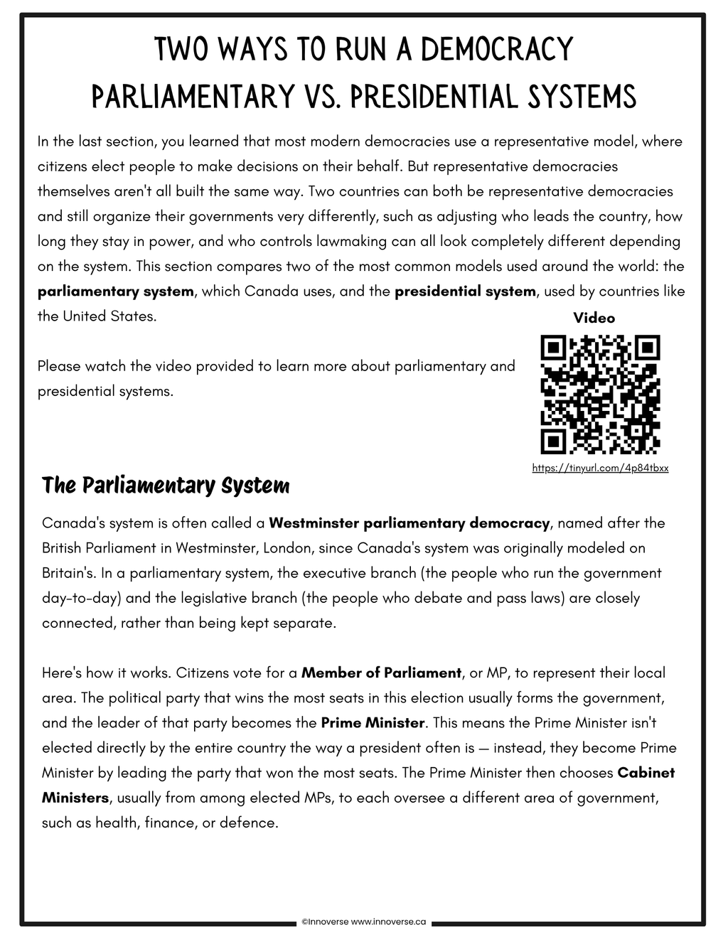 Grade 8 Systems Unit —Print and Use, No Prep - Alberta's New Social Studies Curriculum