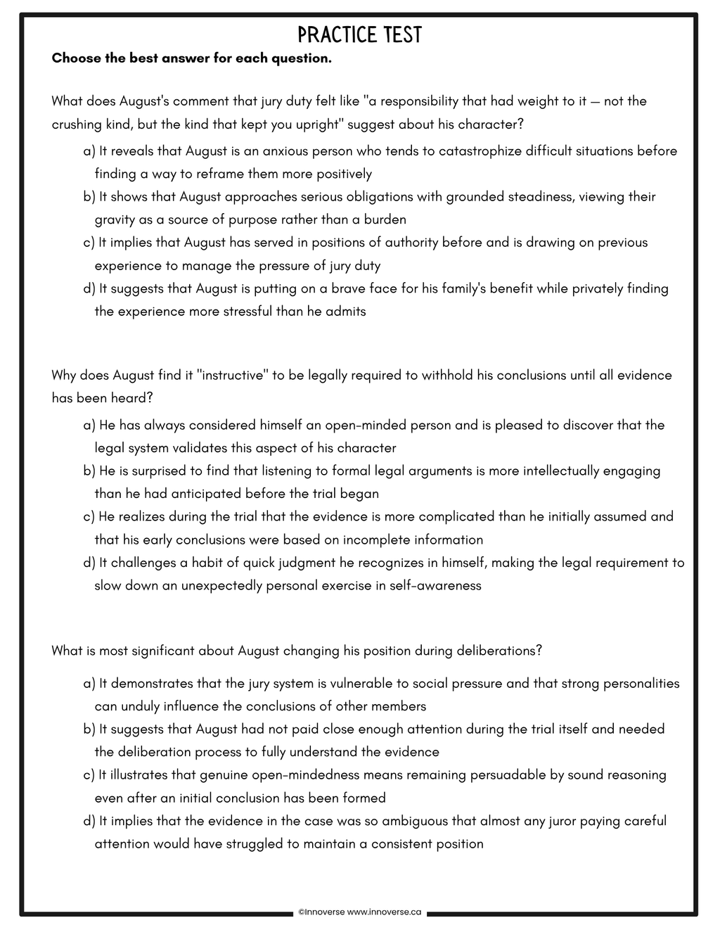 Grade 9 ELAL - Reading Comprehension Practice - Designed for Alberta PAT Preparation