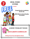 Grade 7 Social Studies FREE Glossary - SYSTEMS theme of the NEW Alberta Curriculum