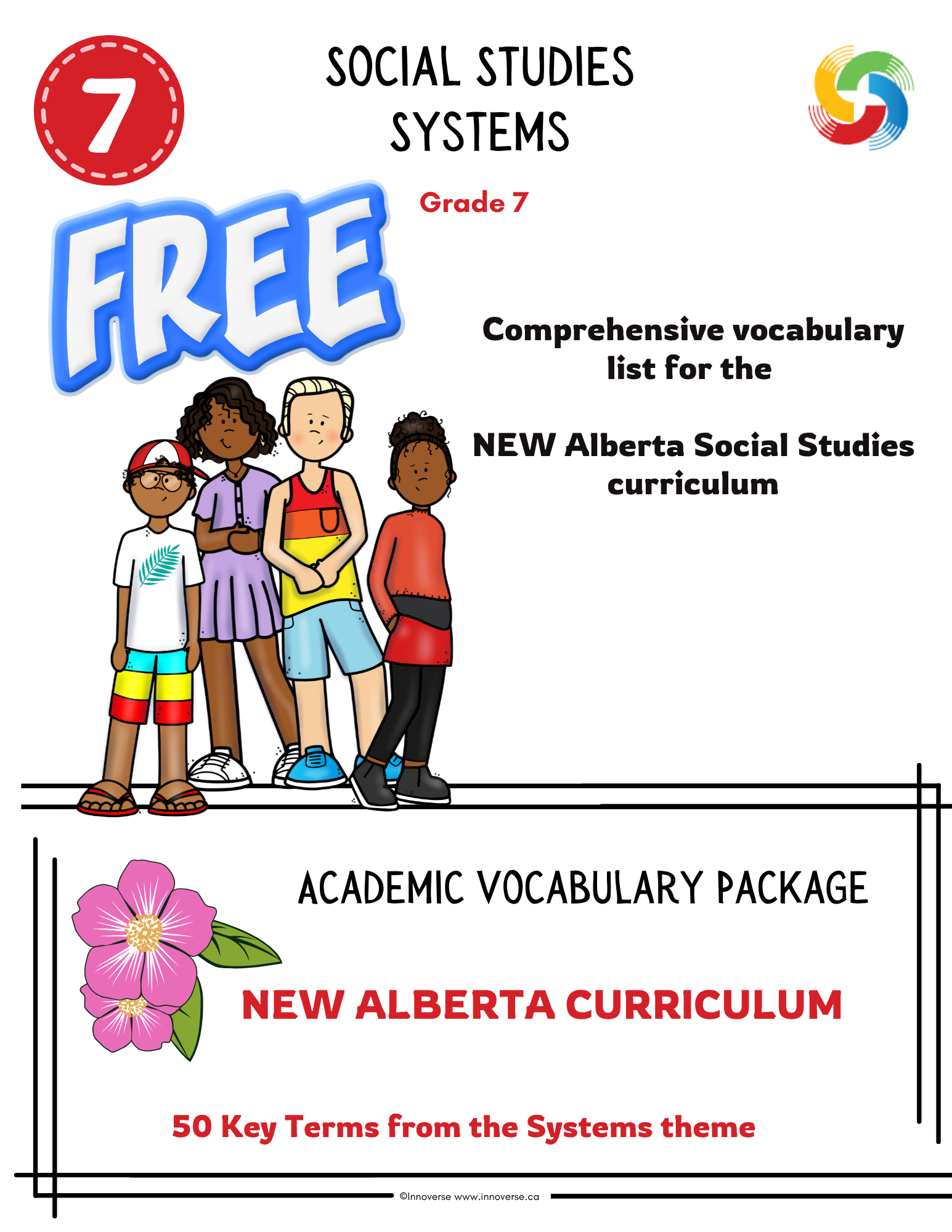 Grade 7 Social Studies FREE Glossary - SYSTEMS theme of the NEW Alberta Curriculum