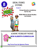 Grade 8 Social Studies New Alberta Curriculum - FREE Vocabulary set for the SYSTEMS unit